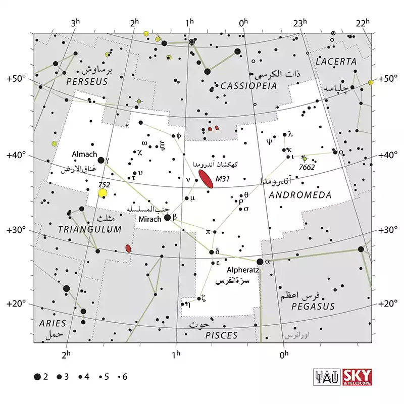 نقشه صورت فلکی آندرومدا