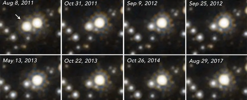 روند عکسهای هابل از ریزعدسی گرانشی سیاهچاله منفرد